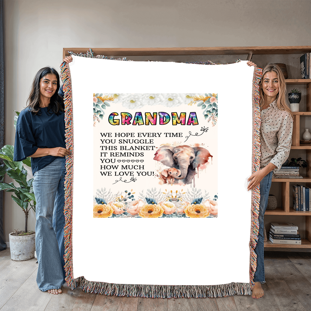 To My Grandma - Elephant Woven Blanket